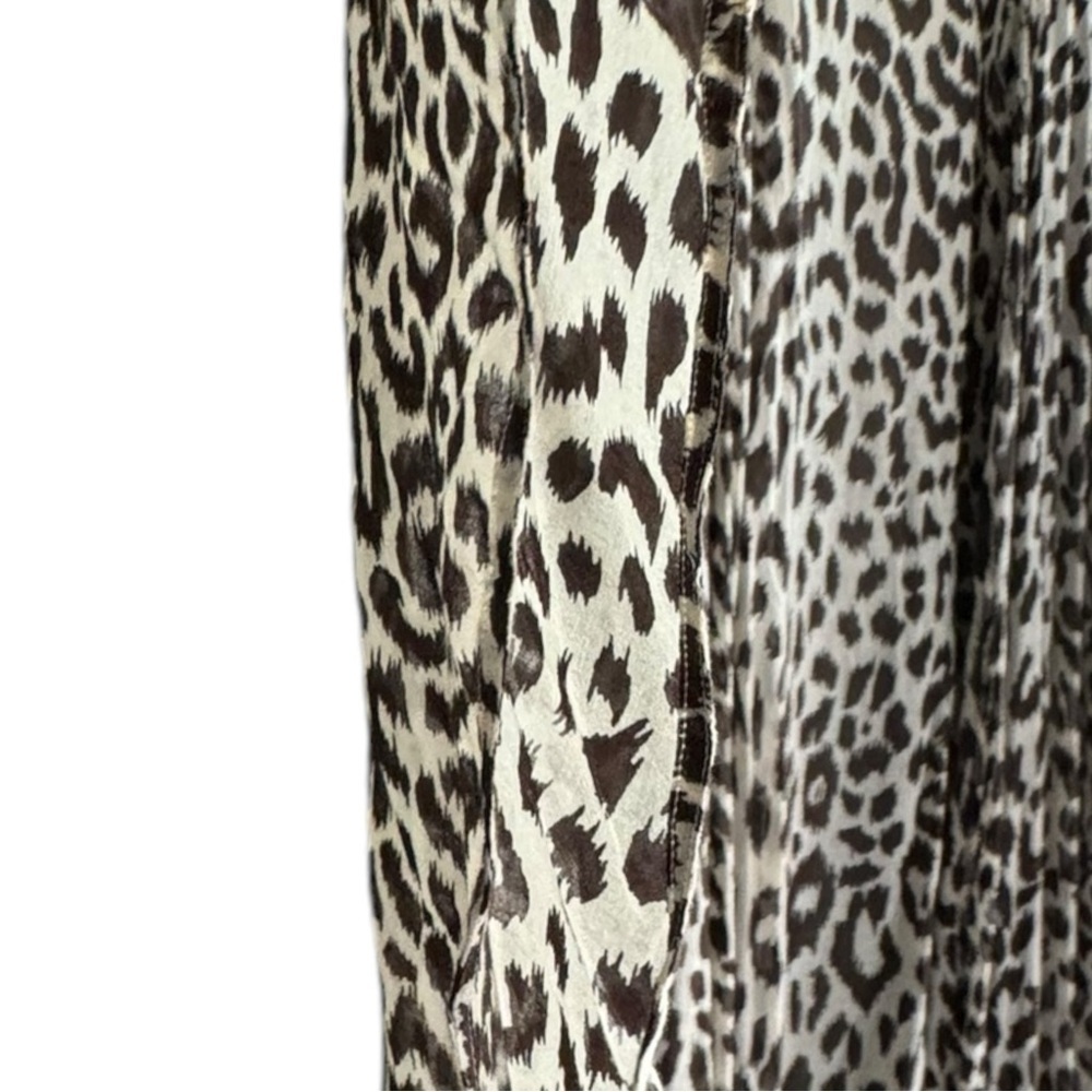 J. Crew Leopard Beach Swimsuit Coverup Size M/L  Tasseled Animal Print Blue Trim - Picture 3 of 7